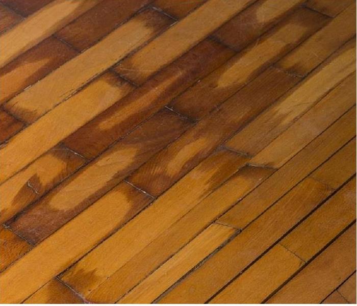 close-up of water damaged hardwood floors