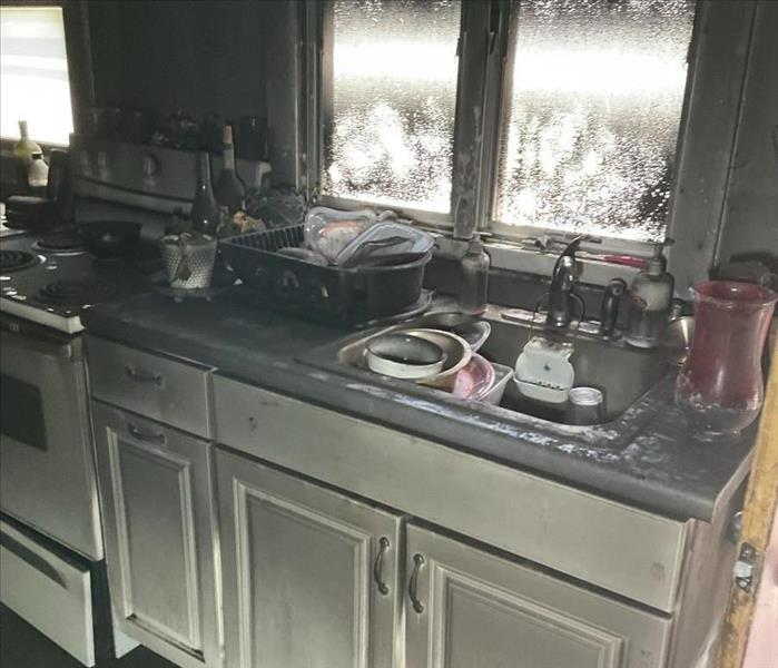 Fire damaged kitchen